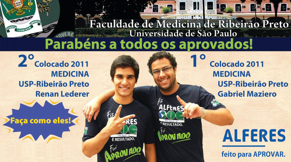 Registro histórico de aprovados do Alferes em Medicina na USP Ribeirão Preto